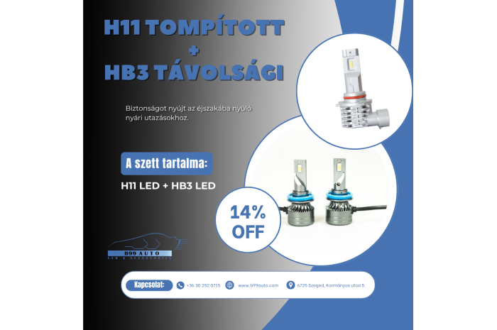 H11+HB3 Tompított + Távolsági csomagajánlat